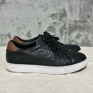 Robert Graham Bait Sneakers Mens 9 Black Leather Embossed Skulls Casual Shoes